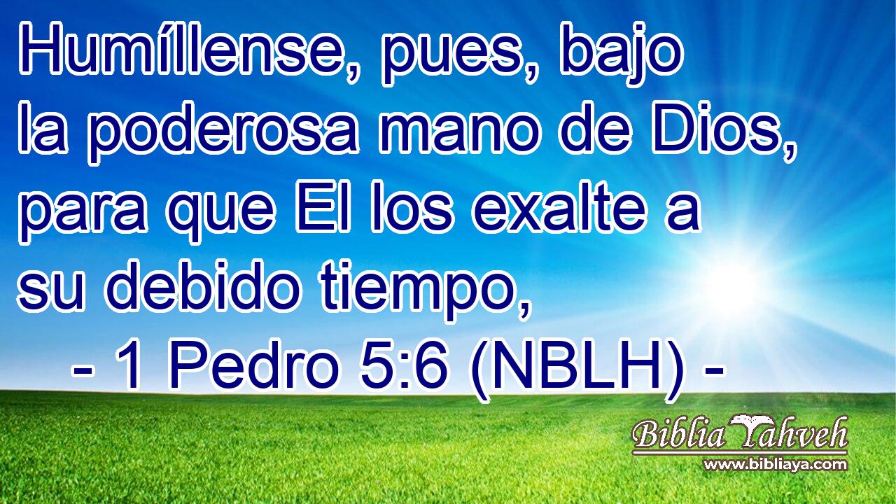  Humíllense, pues, bajo la poderosa mano de Dios, para que El los exalte a su debido tiempo, 