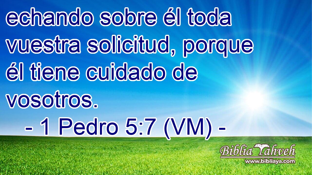  echando sobre él toda vuestra solicitud, porque él tiene cuidado de vosotros. 