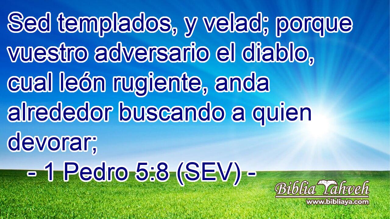 Sed templados, y velad; porque vuestro adversario el diablo, cual león rugiente, anda alrededor buscando a quien devorar;