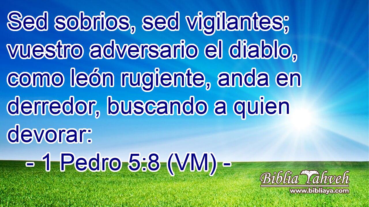  Sed sobrios, sed vigilantes; vuestro adversario el diablo, como león rugiente, anda en derredor, buscando a quien devorar: 