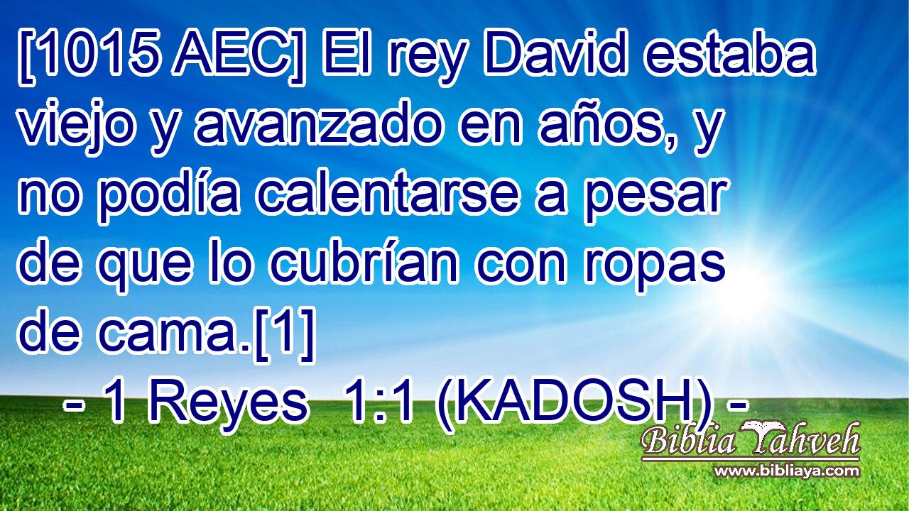  [1015 AEC] El rey David estaba viejo y avanzado en años, y no podía calentarse a pesar de que lo cubrían con ropas de cama.[1] 