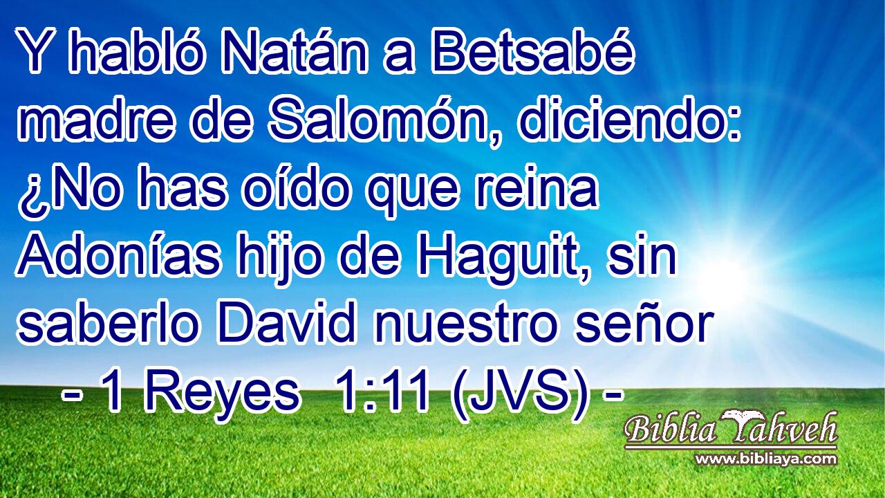 Y habló Natán a Betsabé madre de Salomón, diciendo: ¿No has oído que reina Adonías hijo de Haguit, sin saberlo David nuestro señor