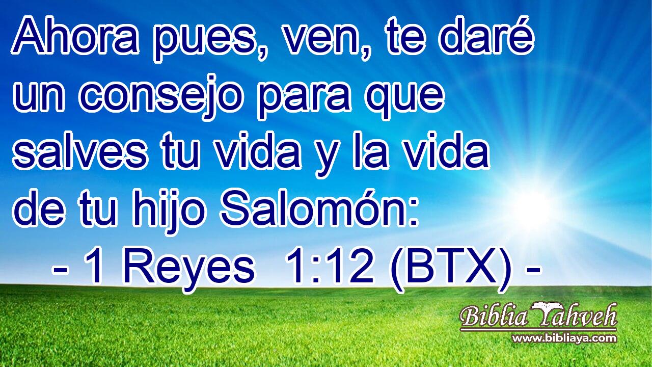 Ahora pues, ven, te daré un consejo para que salves tu vida y la vida de tu hijo Salomón: