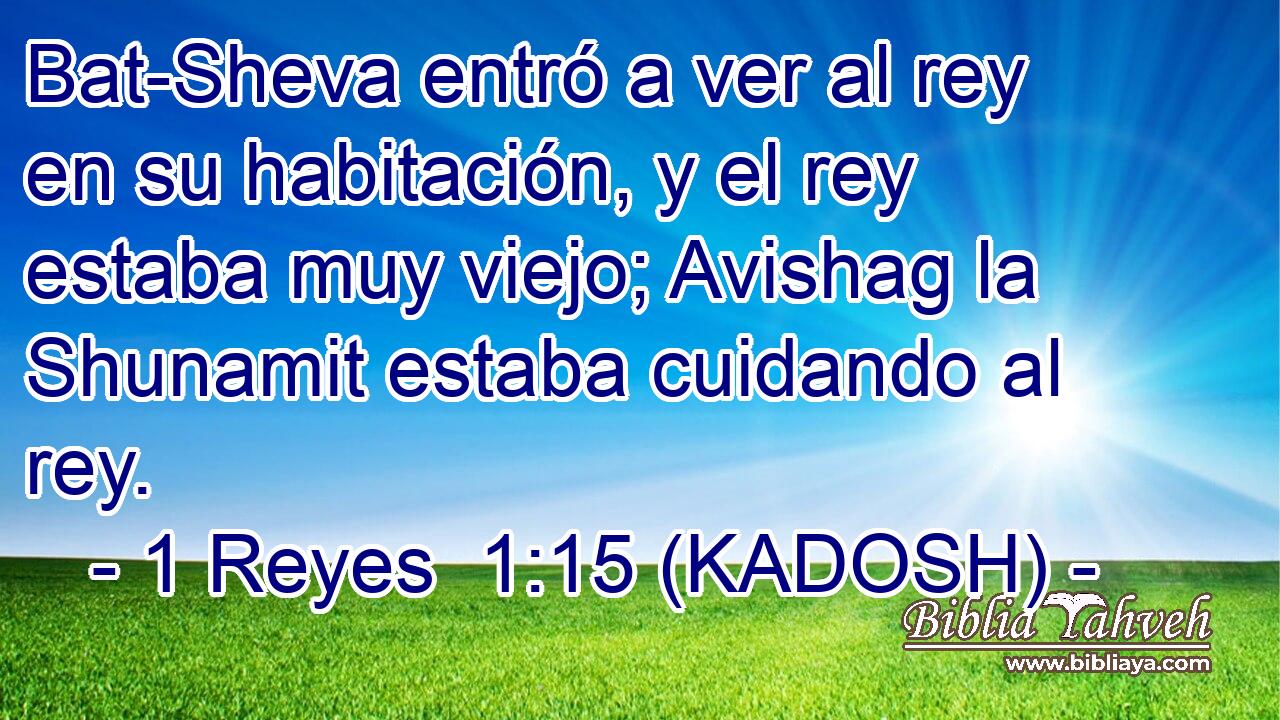  Bat-Sheva entró a ver al rey en su habitación, y el rey estaba muy viejo; Avishag la Shunamit estaba cuidando al rey. 