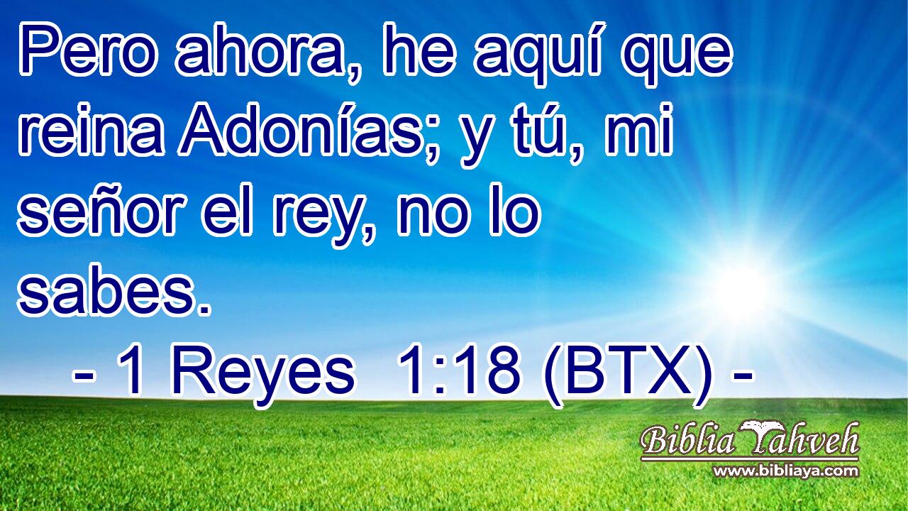 Pero ahora, he aquí que reina Adonías; y tú, mi señor el rey, no lo sabes.
