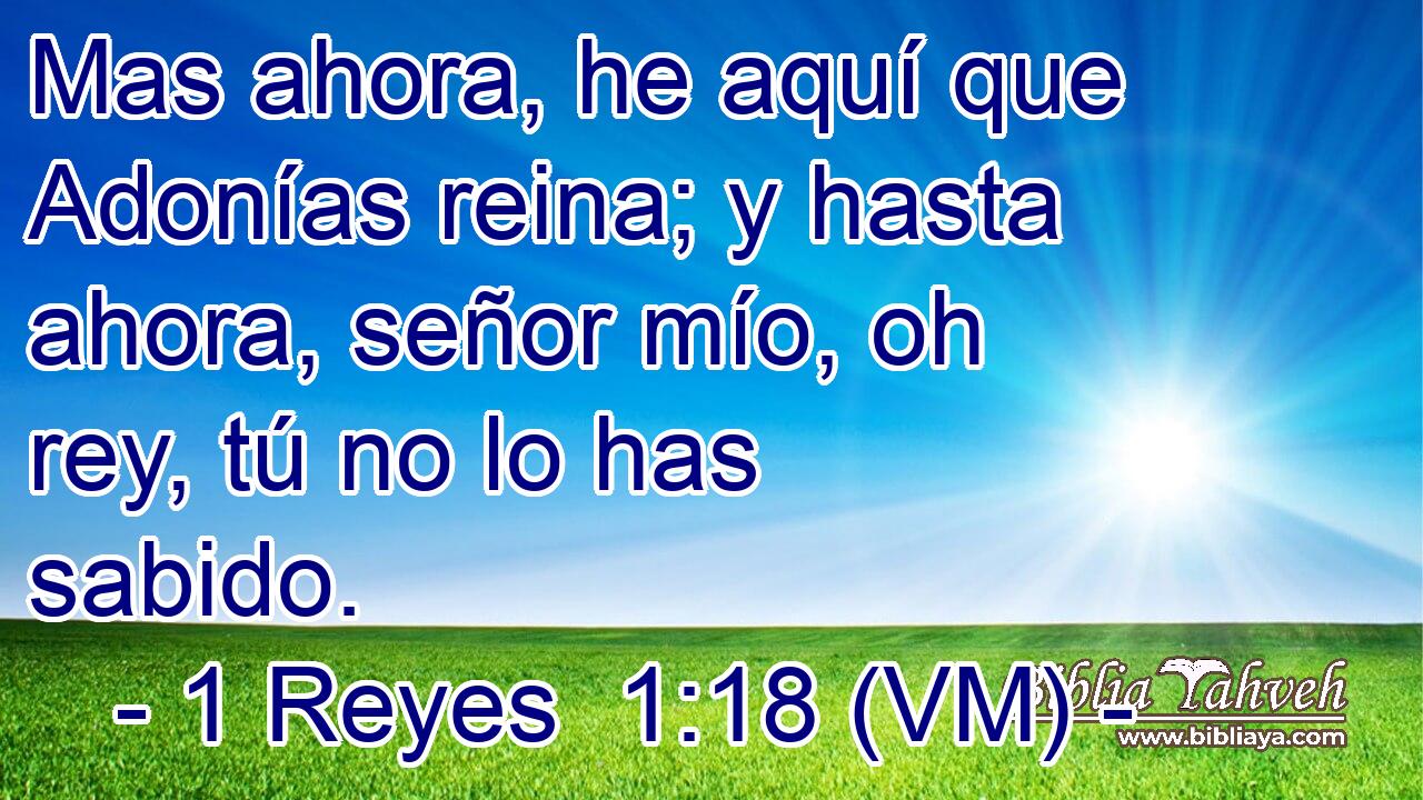  Mas ahora, he aquí que Adonías reina; y hasta ahora, señor mío, oh rey, tú no lo has sabido. 