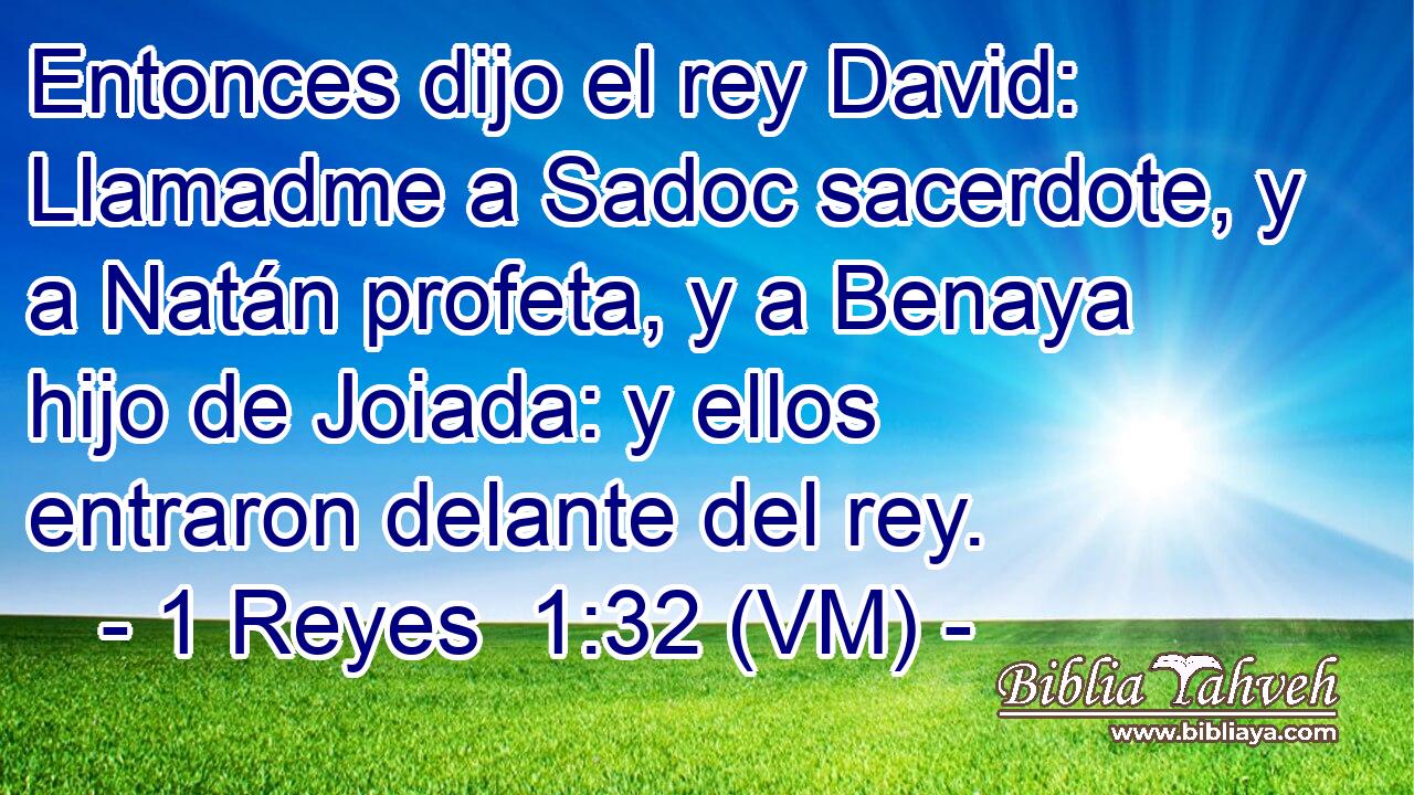  Entonces dijo el rey David: Llamadme a Sadoc sacerdote, y a Natán profeta, y a Benaya hijo de Joiada: y ellos entraron delante del rey. 