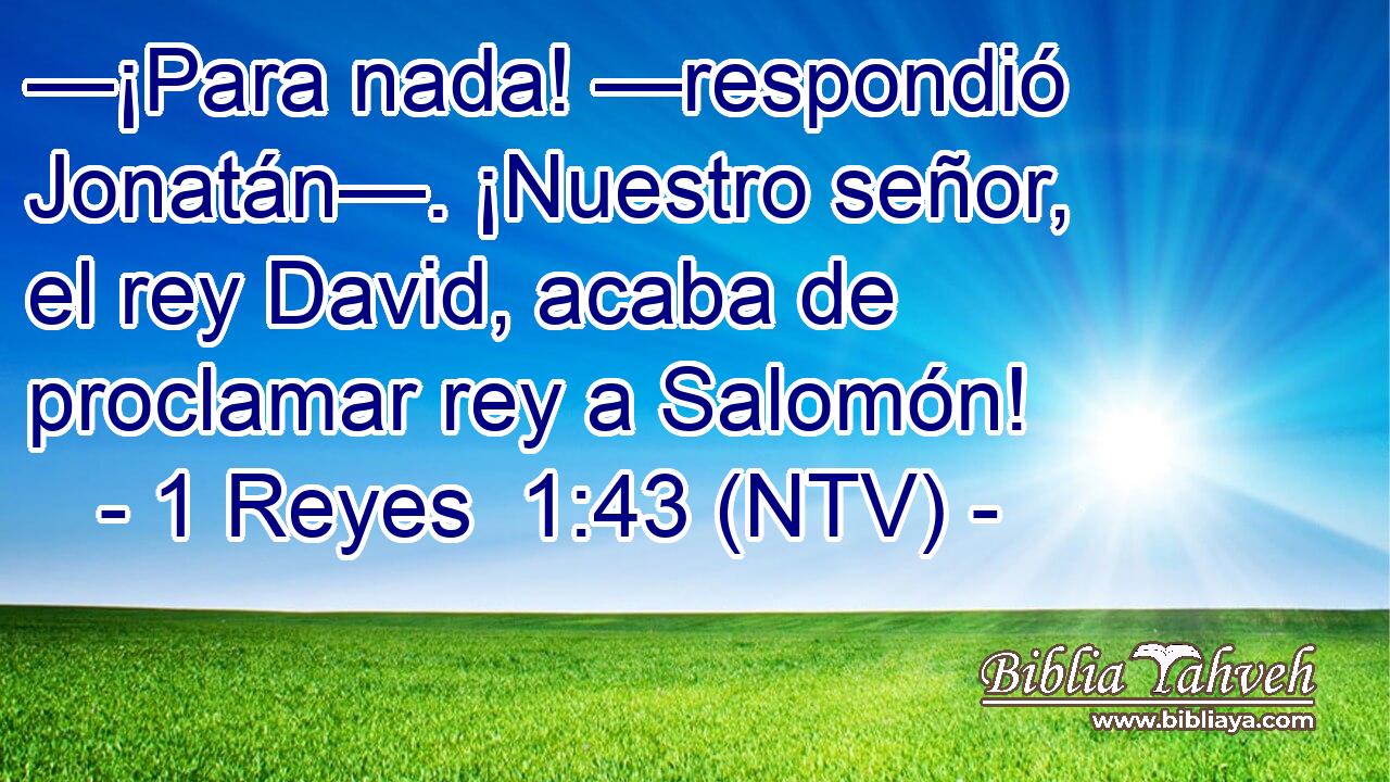 —¡Para nada! —respondió Jonatán—. ¡Nuestro señor, el rey David, acaba de proclamar rey a Salomón!