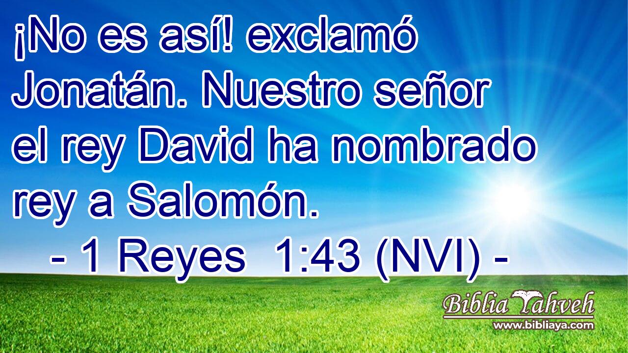  ¡No es así! exclamó Jonatán. Nuestro señor el rey David ha nombrado rey a Salomón. 