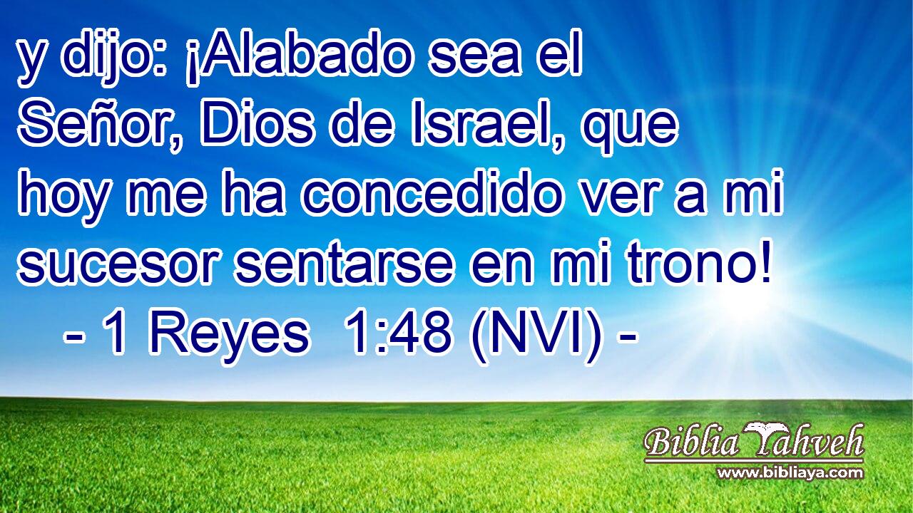  y dijo: ¡Alabado sea el Señor, Dios de Israel, que hoy me ha concedido ver a mi sucesor sentarse en mi trono! 