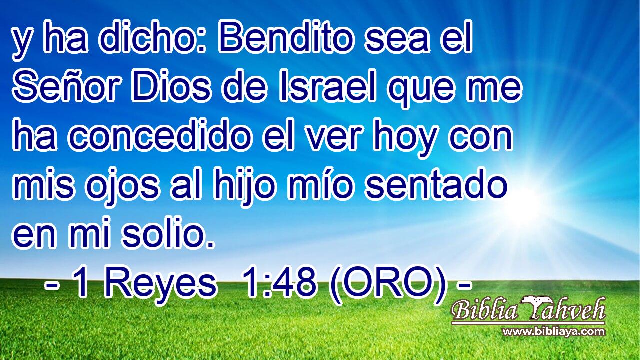  y ha dicho: Bendito sea el Señor Dios de Israel que me ha concedido el ver hoy con mis ojos al hijo mío sentado en mi solio. 