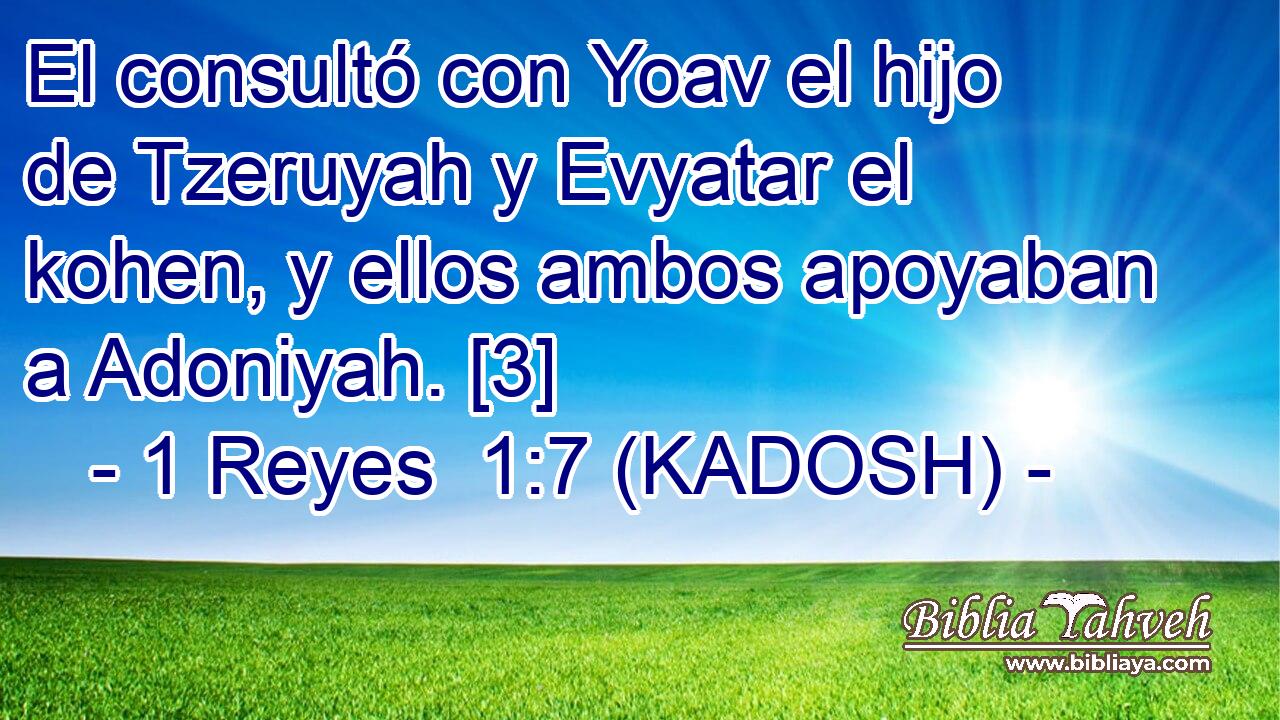  El consultó con Yoav el hijo de Tzeruyah y Evyatar el kohen, y ellos ambos apoyaban a Adoniyah. [3] 