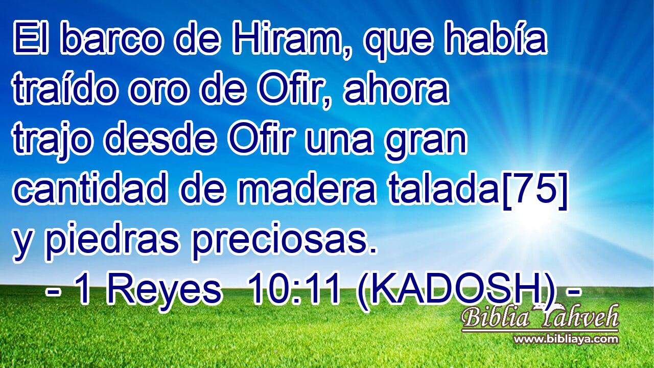  El barco de Hiram, que había traído oro de Ofir, ahora trajo desde Ofir una gran cantidad de madera talada[75] y piedras preciosas. 