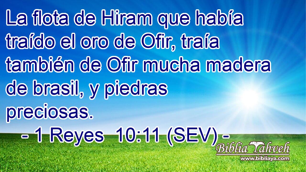 La flota de Hiram que había traído el oro de Ofir, traía también de Ofir mucha madera de brasil, y piedras preciosas.
