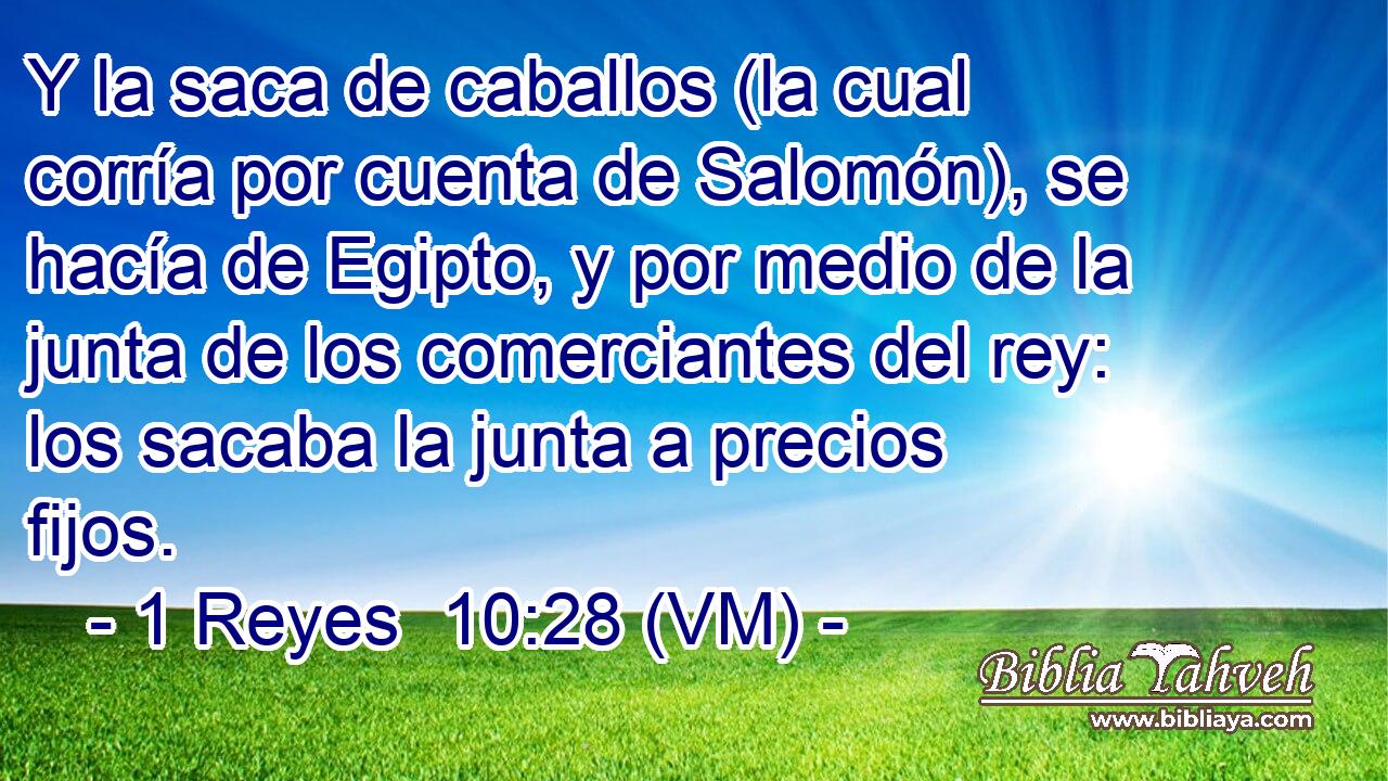  Y la saca de caballos (la cual corría por cuenta de Salomón), se hacía de Egipto, y por medio de la junta de los comerciantes del rey: los sacaba la junta a precios fijos. 