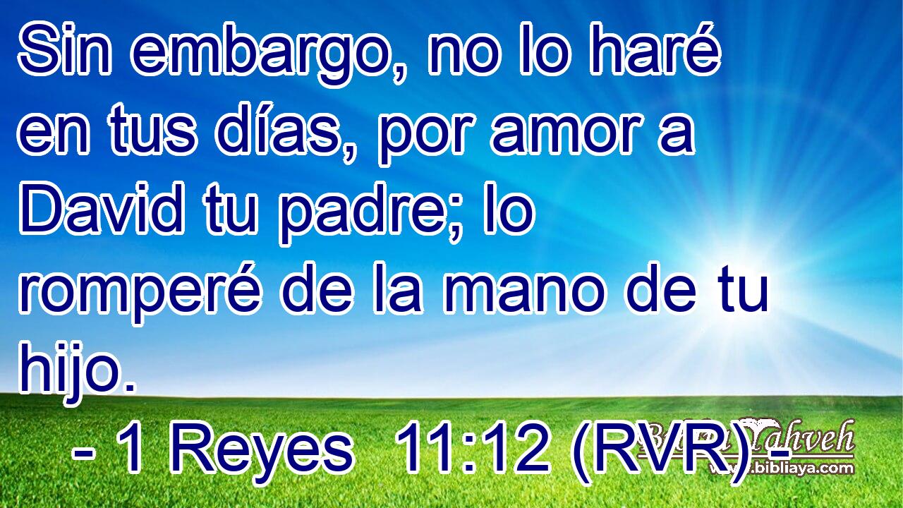 Sin embargo, no lo haré en tus días, por amor a David tu padre; lo romperé de la mano de tu hijo.
