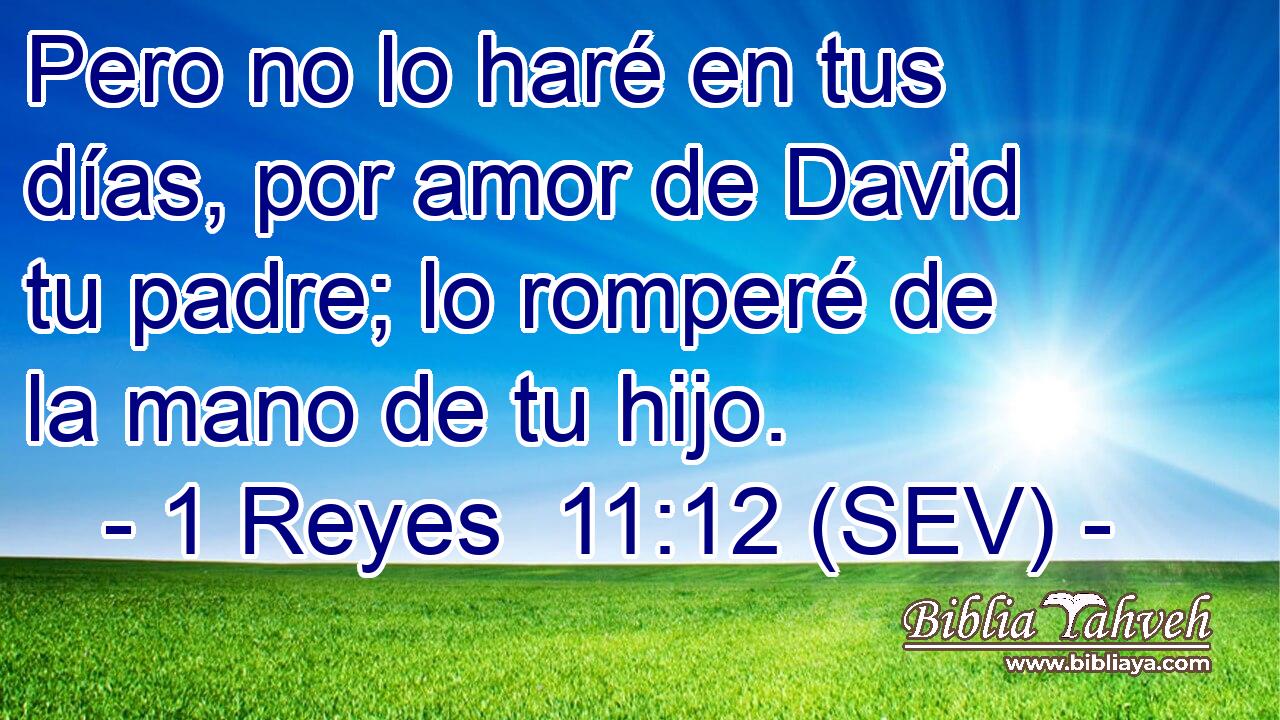 Pero no lo haré en tus días, por amor de David tu padre; lo romperé de la mano de tu hijo.