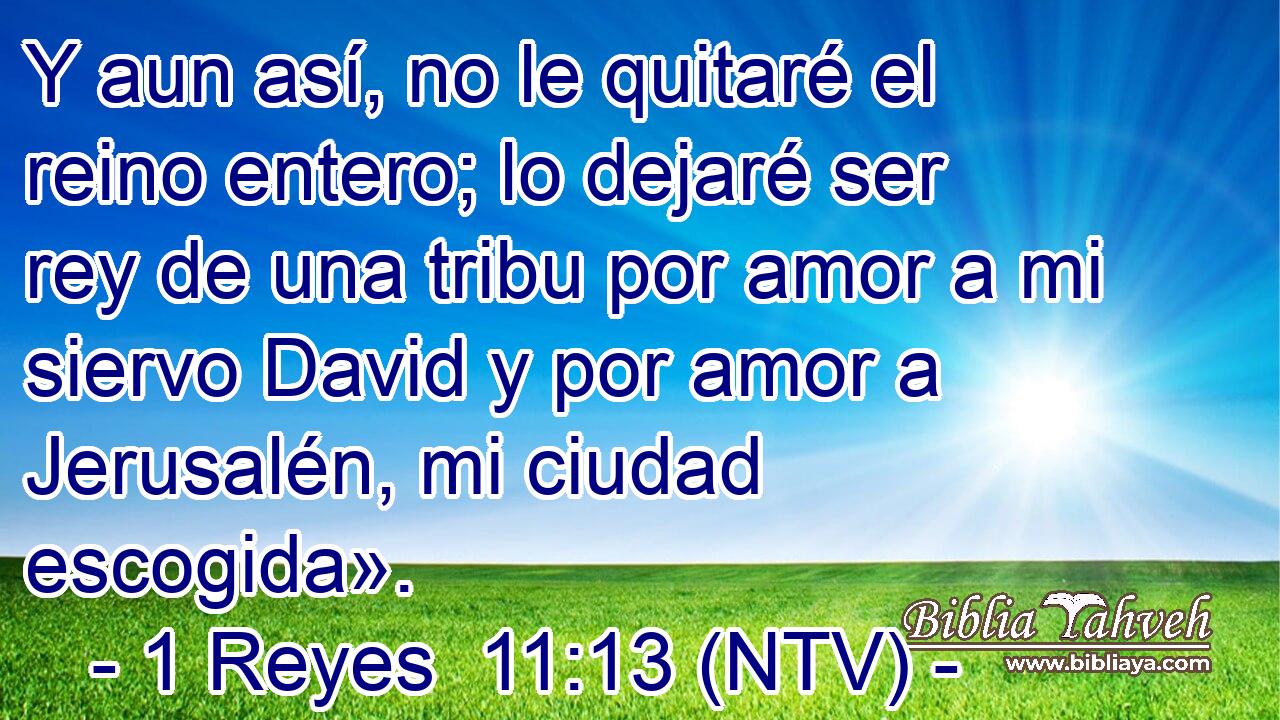 Y aun así, no le quitaré el reino entero; lo dejaré ser rey de una tribu por amor a mi siervo David y por amor a Jerusalén, mi ciudad escogida».
