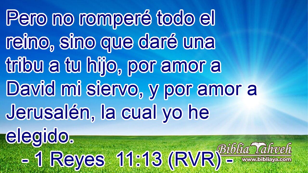 Pero no romperé todo el reino, sino que daré una tribu a tu hijo, por amor a David mi siervo, y por amor a Jerusalén, la cual yo he elegido.