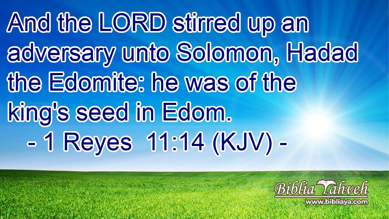 And the LORD stirred up an adversary unto Solomon, Hadad the Edomite: he was of the king's seed in Edom.