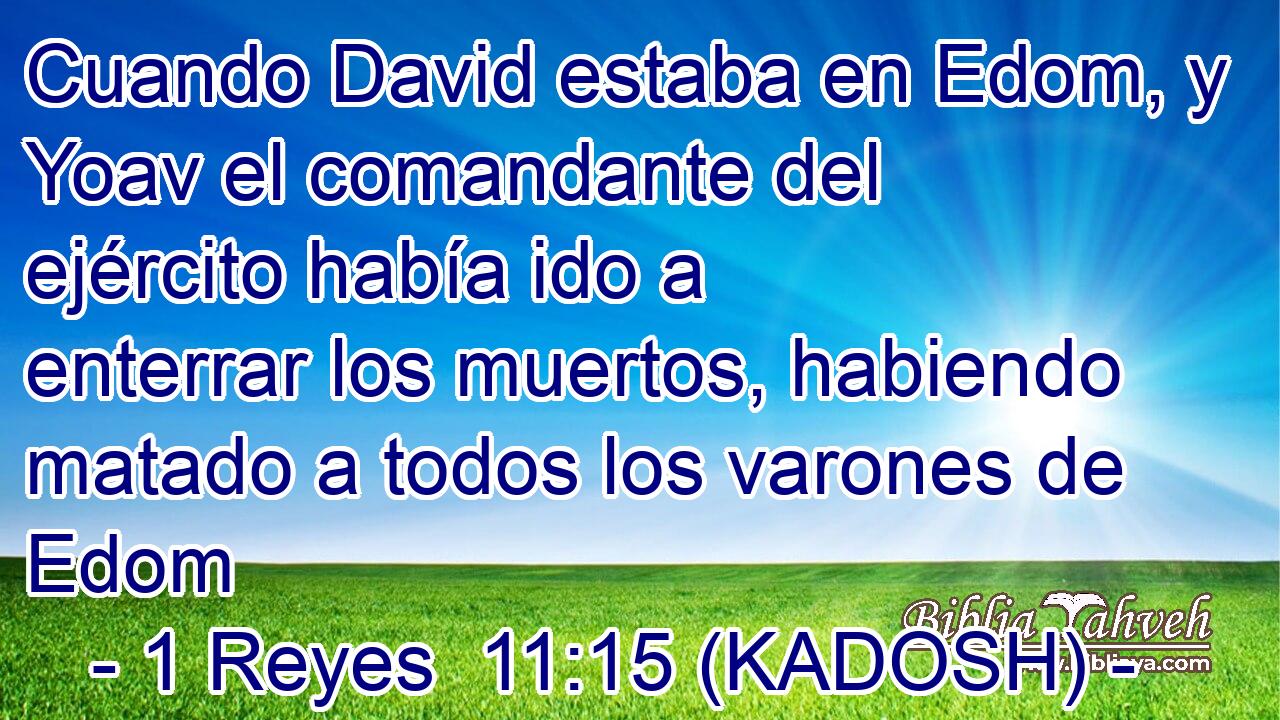  Cuando David estaba en Edom, y Yoav el comandante del ejército había ido a enterrar los muertos, habiendo matado a todos los varones de Edom 