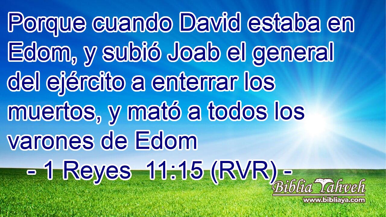 Porque cuando David estaba en Edom, y subió Joab el general del ejército a enterrar los muertos, y mató a todos los varones de Edom