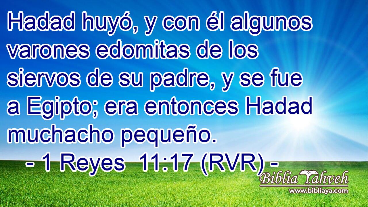 Hadad huyó, y con él algunos varones edomitas de los siervos de su padre, y se fue a Egipto; era entonces Hadad muchacho pequeño.