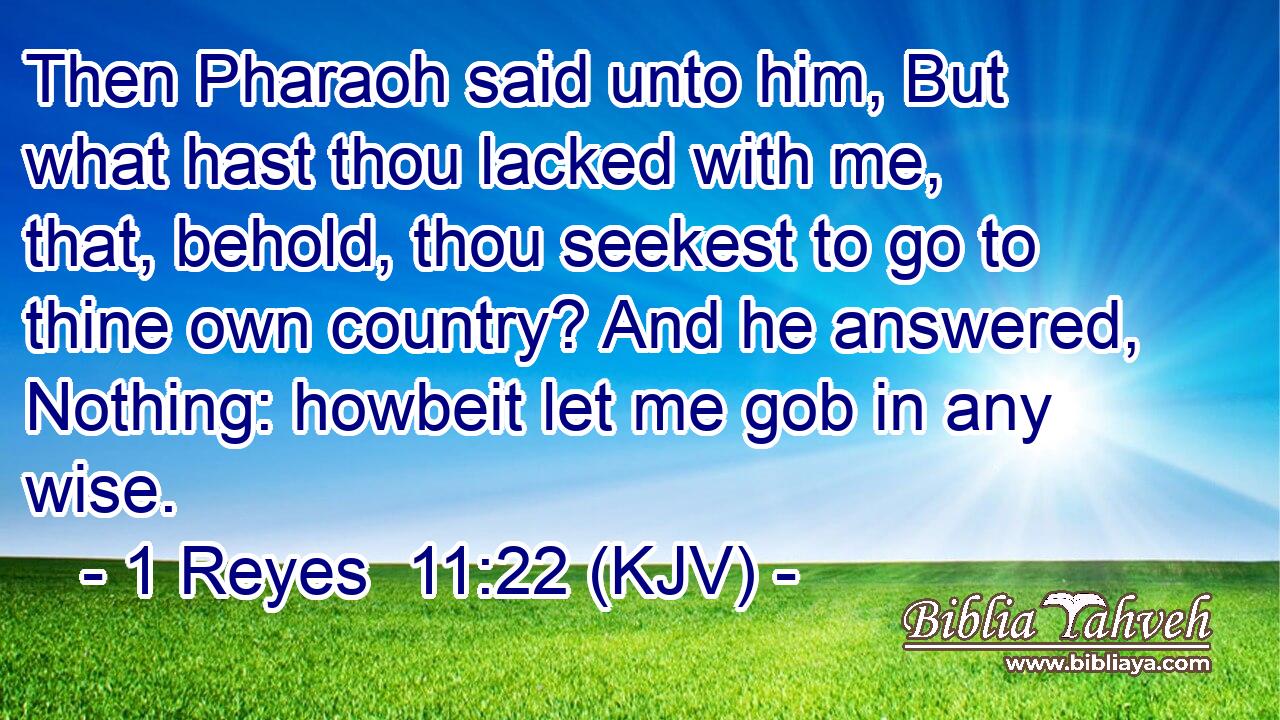 Then Pharaoh said unto him, But what hast thou lacked with me, that, behold, thou seekest to go to thine own country? And he answered, Nothing: howbeit let me gob in any wise.
