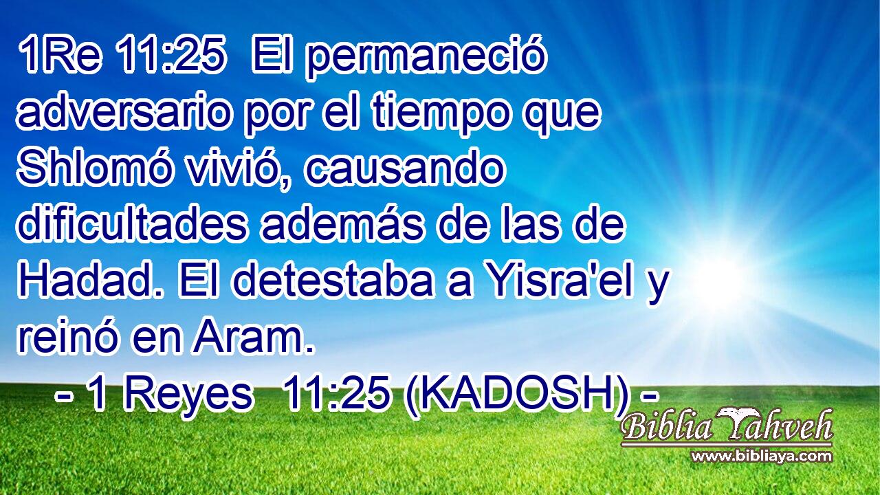  El permaneció adversario por el tiempo que Shlomó vivió, causando dificultades además de las de Hadad. El detestaba a Yisra'el y reinó en Aram. 