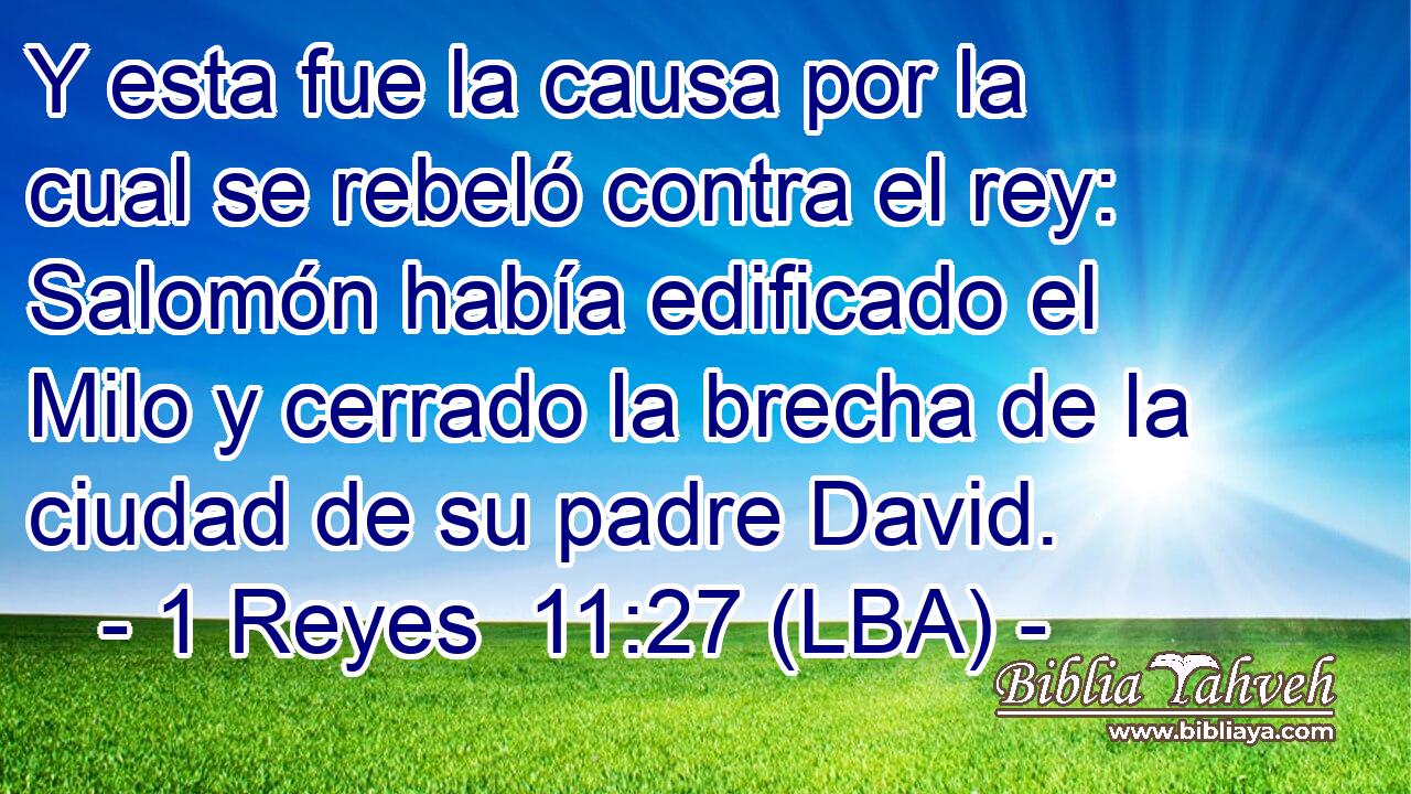 Y esta fue la causa por la cual se rebeló contra el rey: Salomón había edificado el Milo y cerrado la brecha de la ciudad de su padre David.