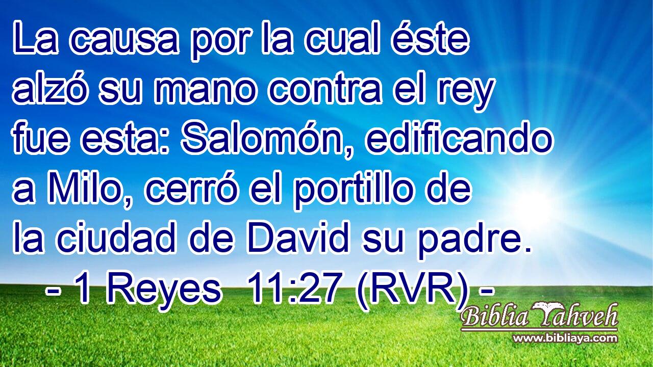 La causa por la cual éste alzó su mano contra el rey fue esta: Salomón, edificando a Milo, cerró el portillo de la ciudad de David su padre.