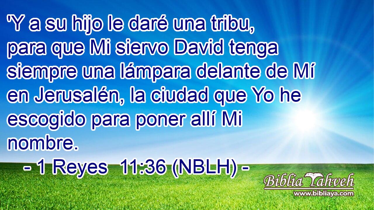  'Y a su hijo le daré una tribu, para que Mi siervo David tenga siempre una lámpara delante de Mí en Jerusalén, la ciudad que Yo he escogido para poner allí Mi nombre. 