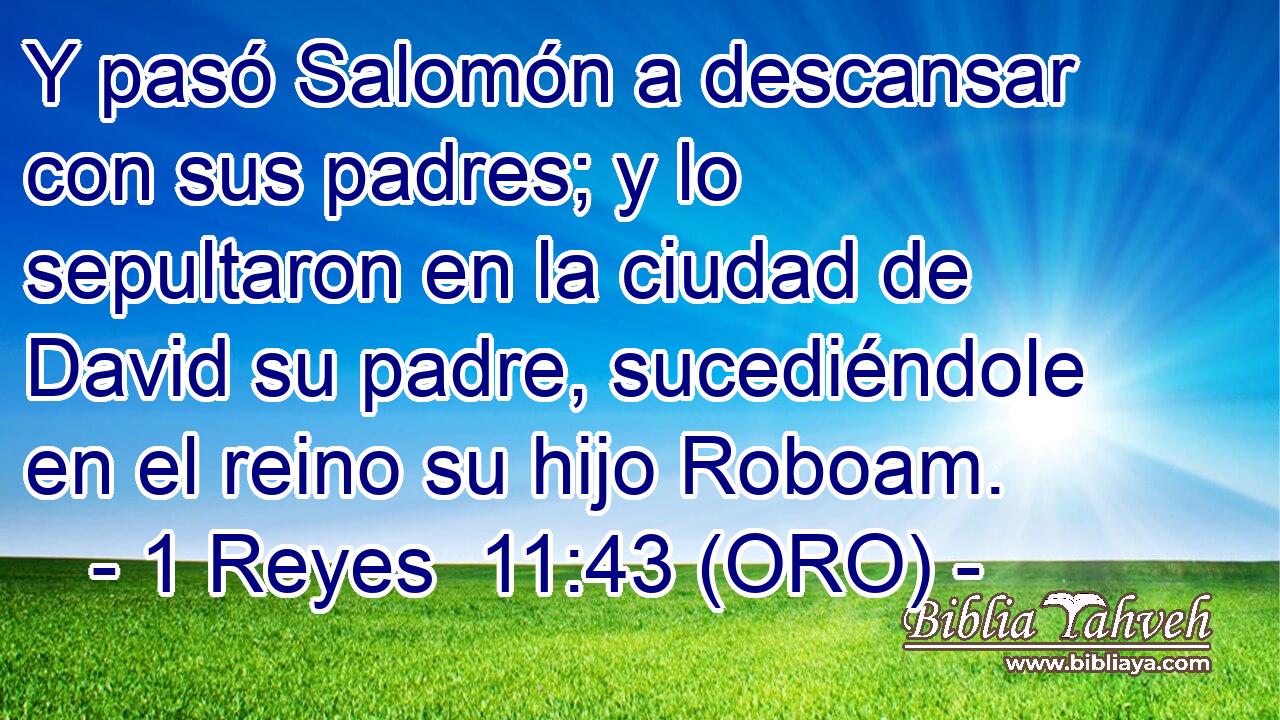  Y pasó Salomón a descansar con sus padres; y lo sepultaron en la ciudad de David su padre, sucediéndole en el reino su hijo Roboam. 