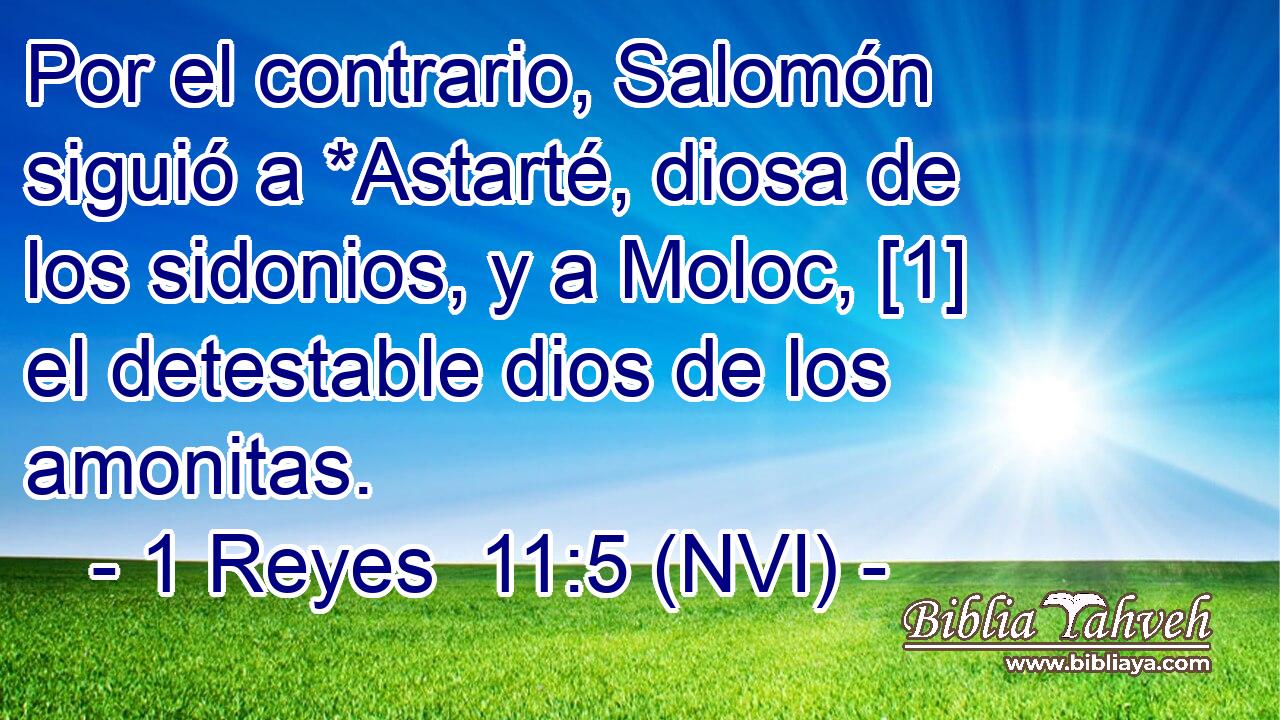  Por el contrario, Salomón siguió a *Astarté, diosa de los sidonios, y a Moloc, [1] el detestable dios de los amonitas. 