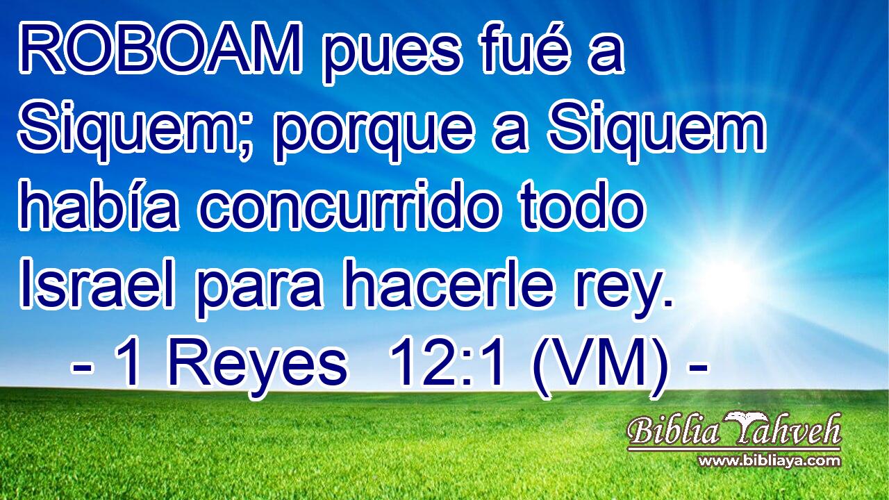  ROBOAM pues fué a Siquem; porque a Siquem había concurrido todo Israel para hacerle rey. 