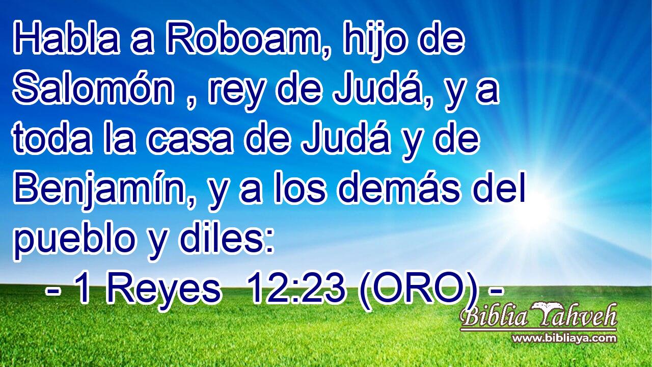  Habla a Roboam, hijo de Salomón , rey de Judá, y a toda la casa de Judá y de Benjamín, y a los demás del pueblo y diles: 