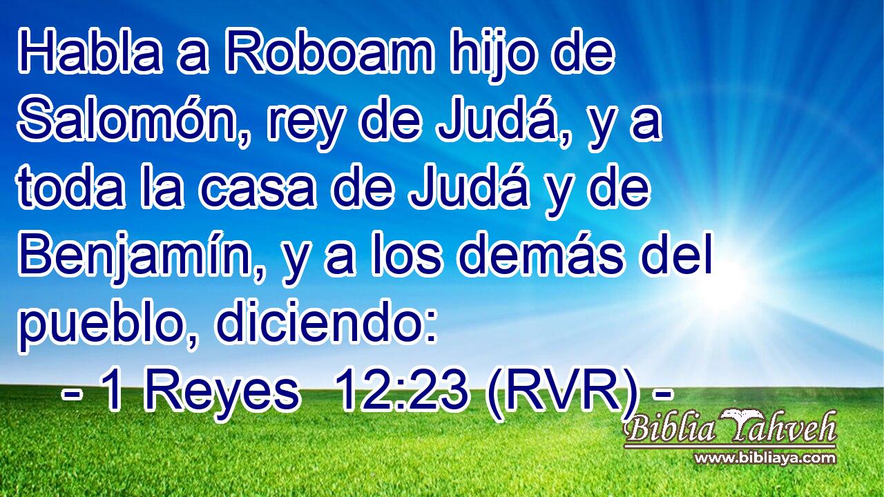 Habla a Roboam hijo de Salomón, rey de Judá, y a toda la casa de Judá y de Benjamín, y a los demás del pueblo, diciendo: