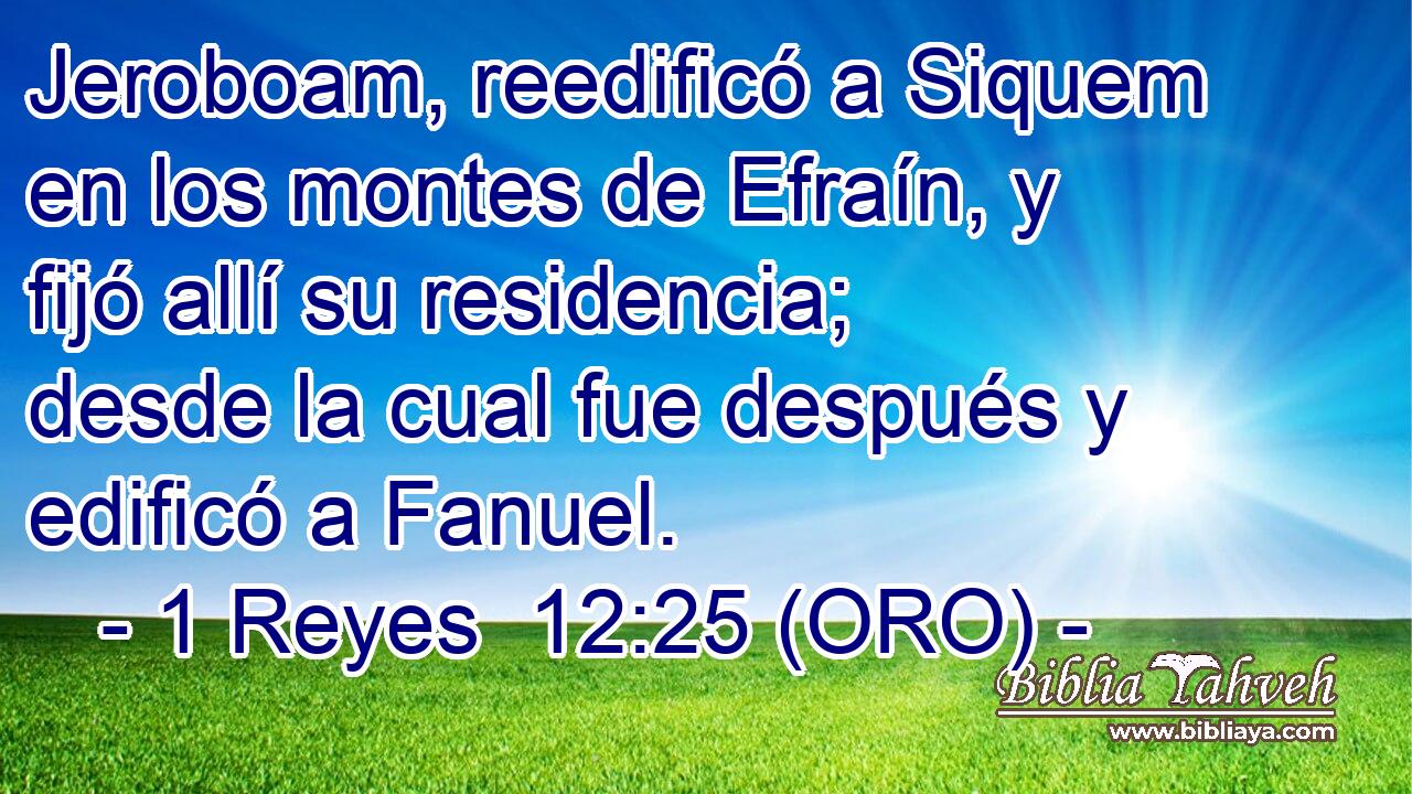  Jeroboam, reedificó a Siquem en los montes de Efraín, y fijó allí su residencia; desde la cual fue después y edificó a Fanuel. 