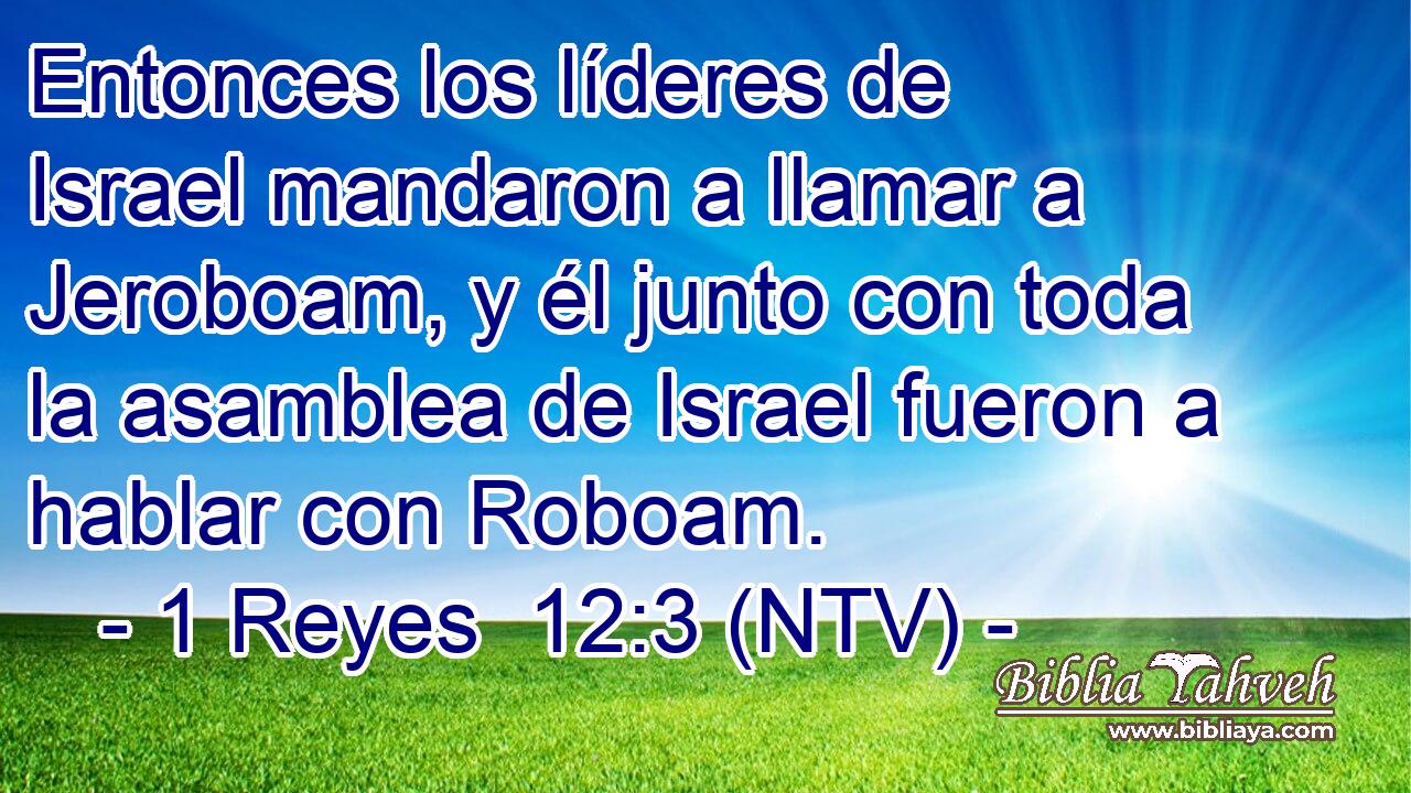 Entonces los líderes de Israel mandaron a llamar a Jeroboam, y él junto con toda la asamblea de Israel fueron a hablar con Roboam.