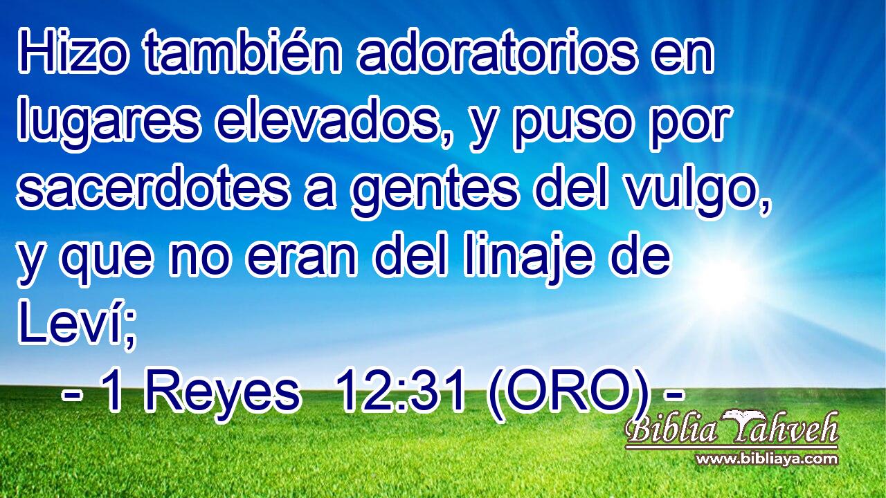  Hizo también adoratorios en lugares elevados, y puso por sacerdotes a gentes del vulgo, y que no eran del linaje de Leví; 