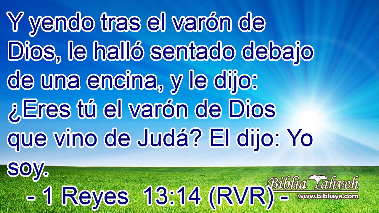 Y yendo tras el varón de Dios, le halló sentado debajo de una encina, y le dijo: ¿Eres tú el varón de Dios que vino de Judá? El dijo: Yo soy.