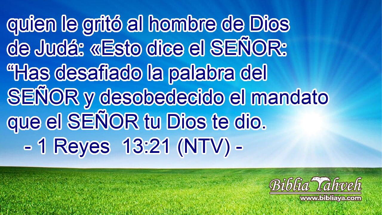 quien le gritó al hombre de Dios de Judá: «Esto dice el SEÑOR: “Has desafiado la palabra del SEÑOR y desobedecido el mandato que el SEÑOR tu Dios te dio.