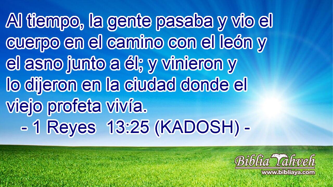  Al tiempo, la gente pasaba y vio el cuerpo en el camino con el león y el asno junto a él; y vinieron y lo dijeron en la ciudad donde el viejo profeta vivía. 