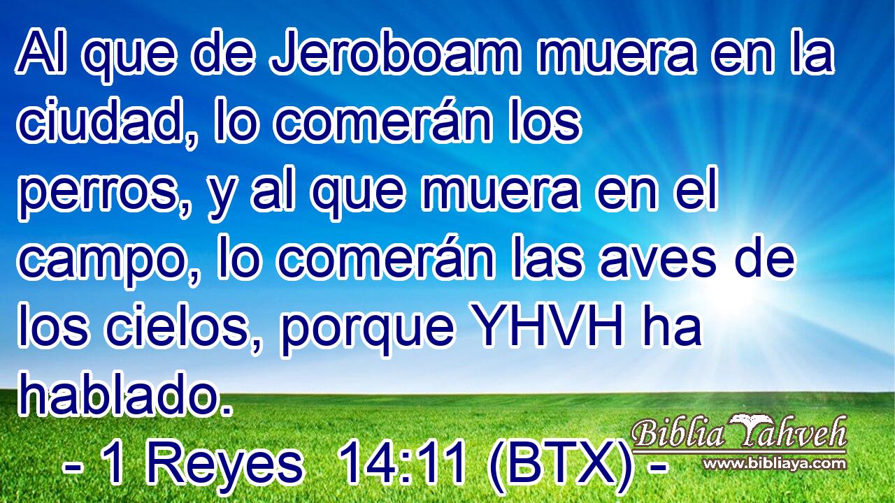 Al que de Jeroboam muera en la ciudad, lo comerán los perros, y al que muera en el campo, lo comerán las aves de los cielos, porque YHVH ha hablado.