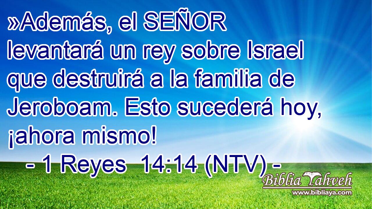 »Además, el SEÑOR levantará un rey sobre Israel que destruirá a la familia de Jeroboam. Esto sucederá hoy, ¡ahora mismo!