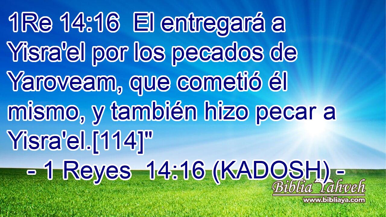  El entregará a Yisra'el por los pecados de Yaroveam, que cometió él mismo, y también hizo pecar a Yisra'el.[114]