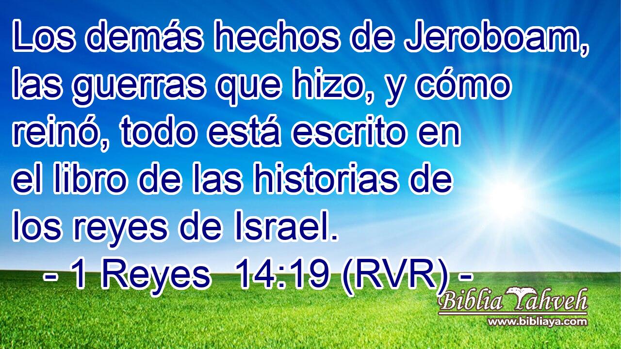 Los demás hechos de Jeroboam, las guerras que hizo, y cómo reinó, todo está escrito en el libro de las historias de los reyes de Israel.