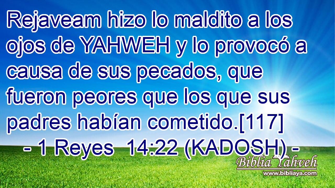  Rejaveam hizo lo maldito a los ojos de YAHWEH y lo provocó a causa de sus pecados, que fueron peores que los que sus padres habían cometido.[117] 
