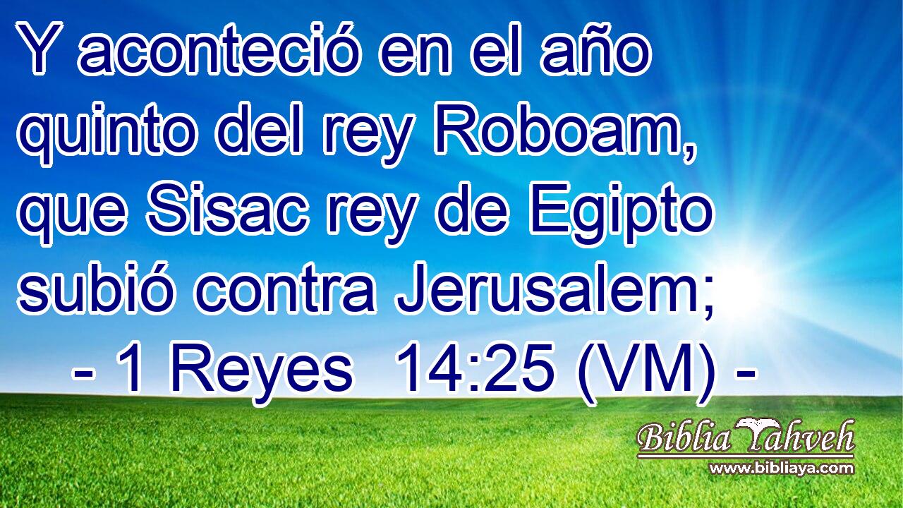  Y aconteció en el año quinto del rey Roboam, que Sisac rey de Egipto subió contra Jerusalem; 