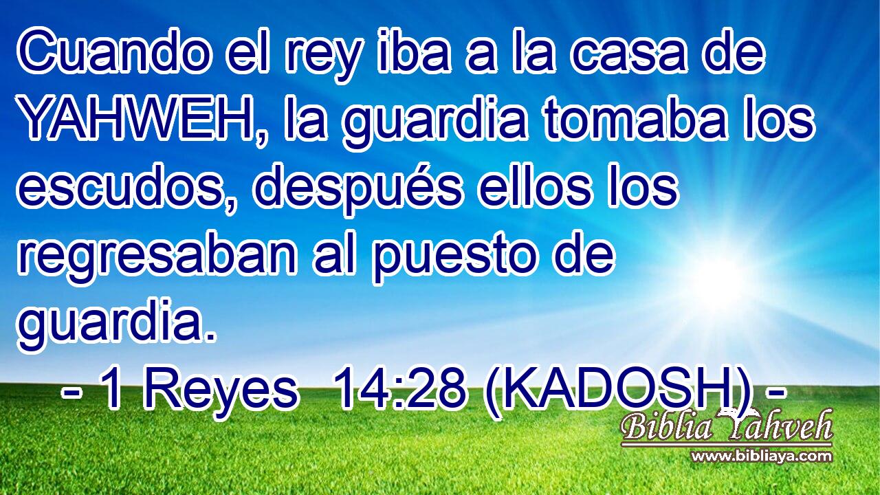  Cuando el rey iba a la casa de YAHWEH, la guardia tomaba los escudos, después ellos los regresaban al puesto de guardia. 